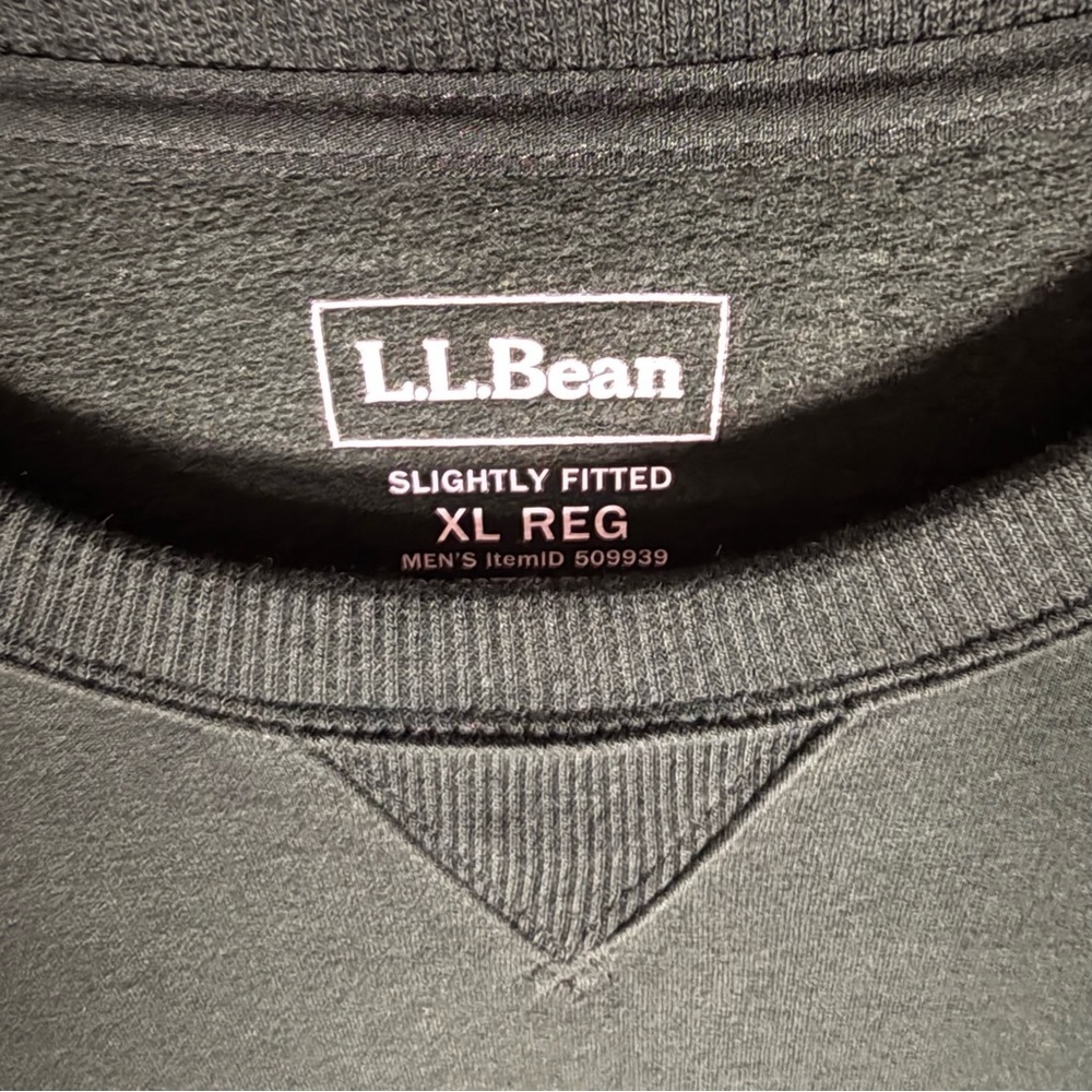 LL Bean Men Slightly Fitted Colorblock Crewneck Sweatshirt Green Brown XL 509939 - Picture 3 of 8